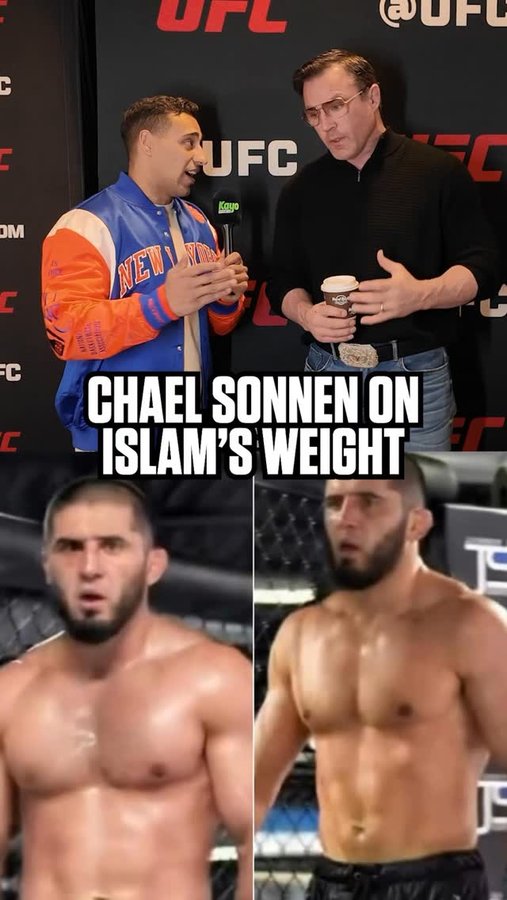 Instagram post by @jonbernardk for Kayo Sports. Caption reads: Chael Sonnen on Islam looking HUGE at Welterweight....