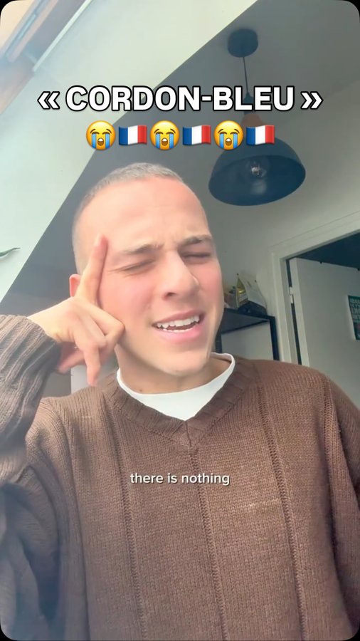 Instagram post by @fabriziovmoroni for Lingoda. Caption reads: DO I LOOK LIKE A CORDON-BLEU TO YOU....