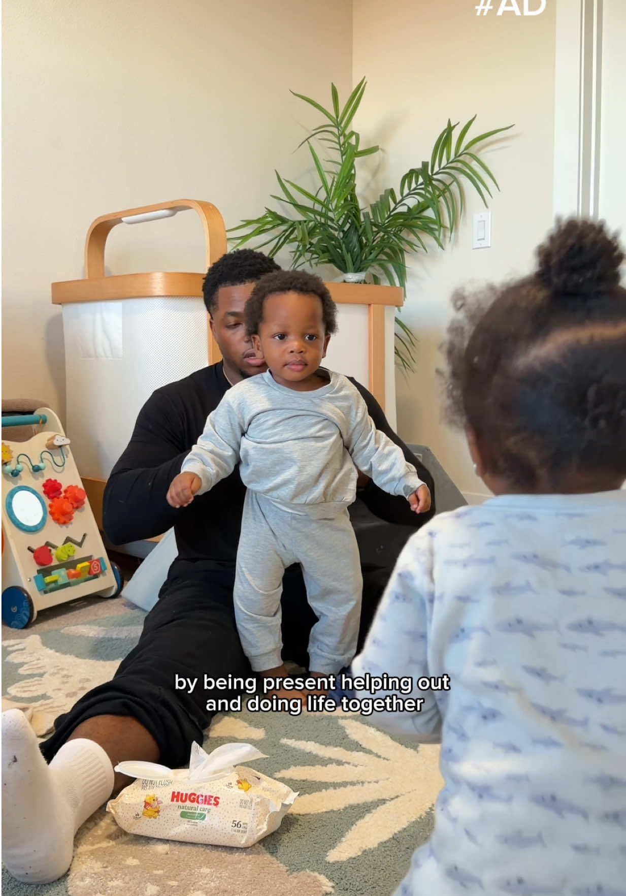 TikTok post by @mojiandisaiah for Huggies. Caption reads: [...] whole adventure. We keep it simple with....