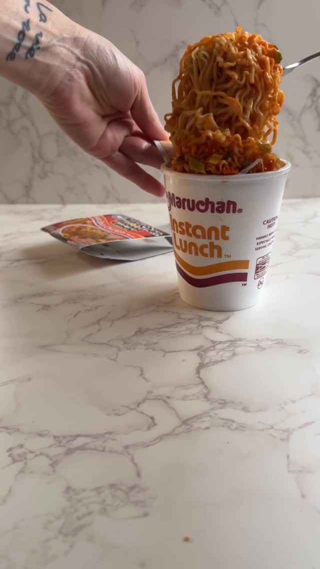 Instagram post by an influencer for Maruchan. Caption reads: [...] into my spicy chicken @maruchan_inc instant....