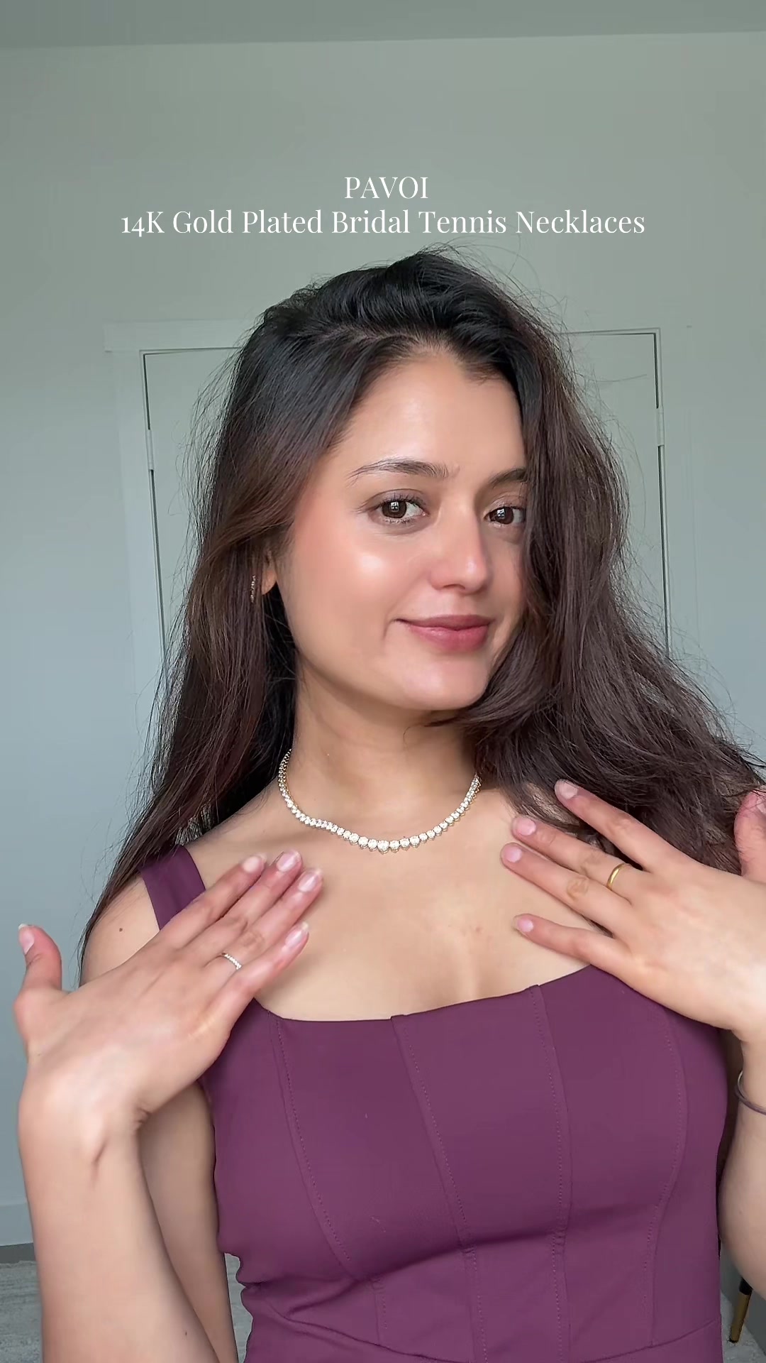 TikTok post by @anisha_wosti for PAVOI. Caption reads: [...] - Trendy Fashion Wedding Jewelry @PAVOI....