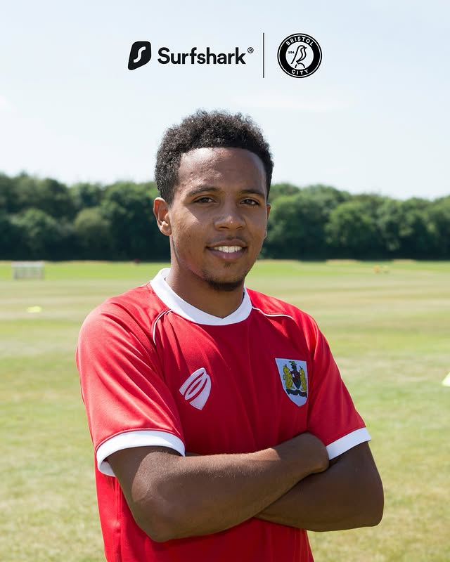 Instagram post by @bristolcityfc for Surfshark. Caption reads: [...] moments and stay safe online with Surfshark....