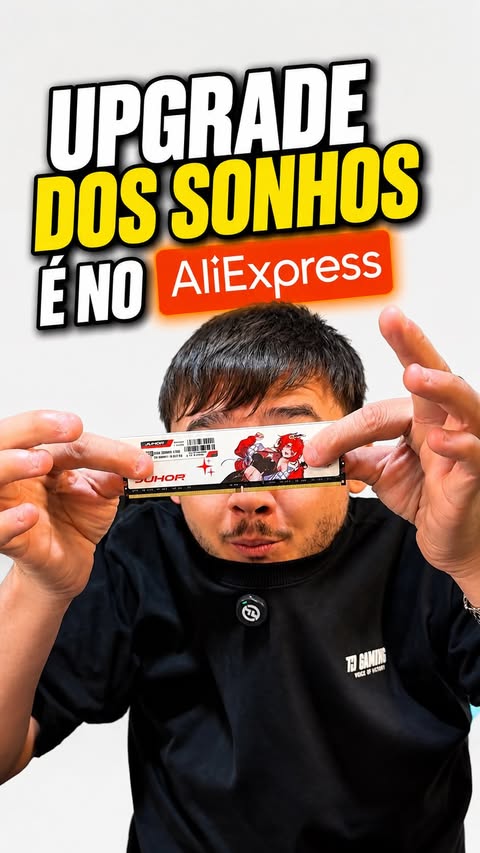 Instagram post by @tjgamingbr for AliExpress. Caption reads: Upgrade dos Sonhos é no aliexpress!....