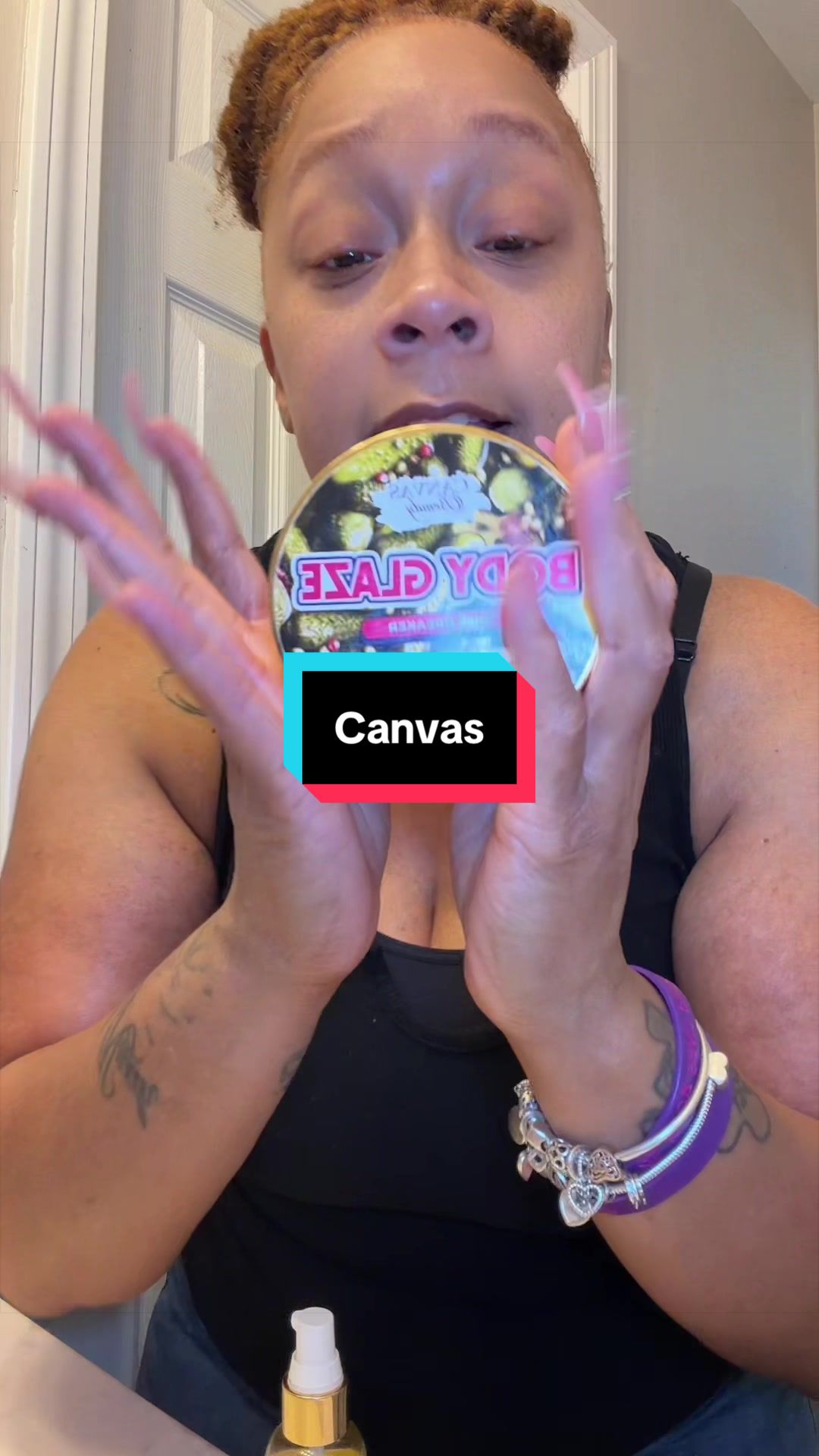 TikTok post by @britt_bratt_ginger for Canvas Beauty Brand. Caption reads: @CANVAS BEAUTY BRAND @Kayali dill breaker is the....