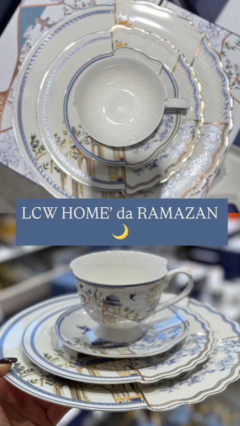 Instagram post by @sadecegiizeem for LCW Home. Caption reads: @lcwhome ramazan paketi 🌙💙 . . . . . #keşfet....