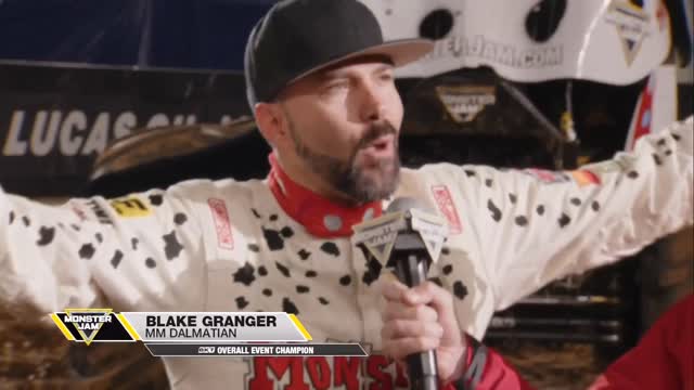 Instagram post by @bgranger2 for Monster Jam. Caption reads: [...] @BKT_Tires Overall Event Champion 🏆....