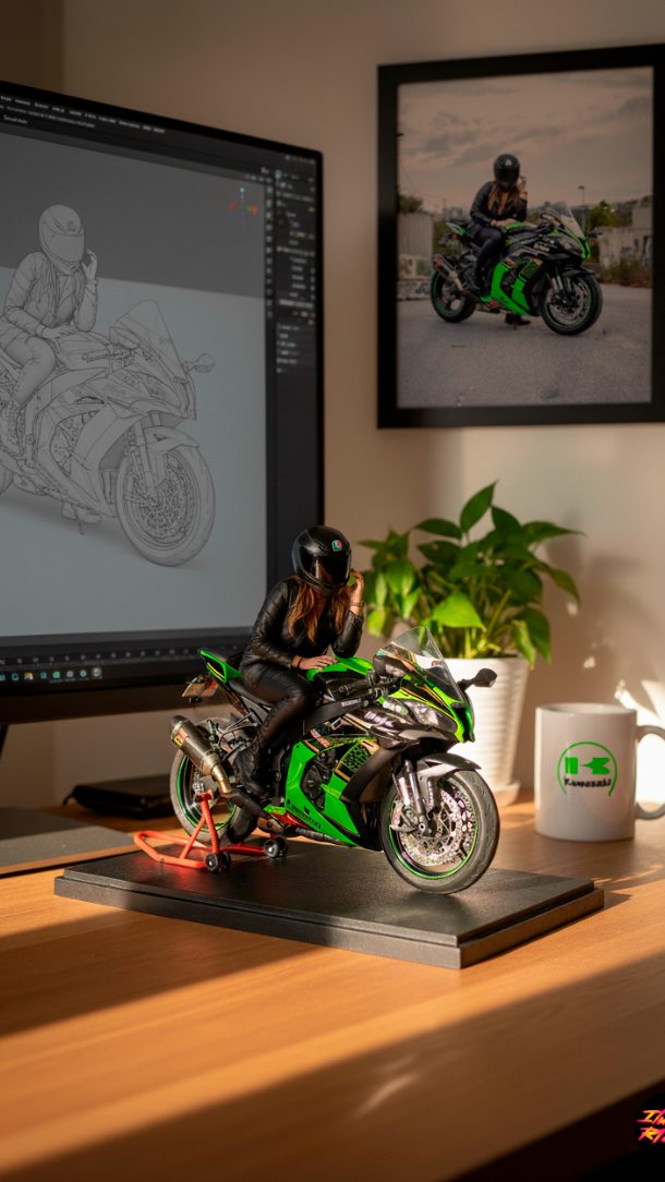 Instagram post by @patri_krt for Kawasaki Usa. Caption reads: Mini yo 😍🥰
Mil gracias @ilustra.r1der /....