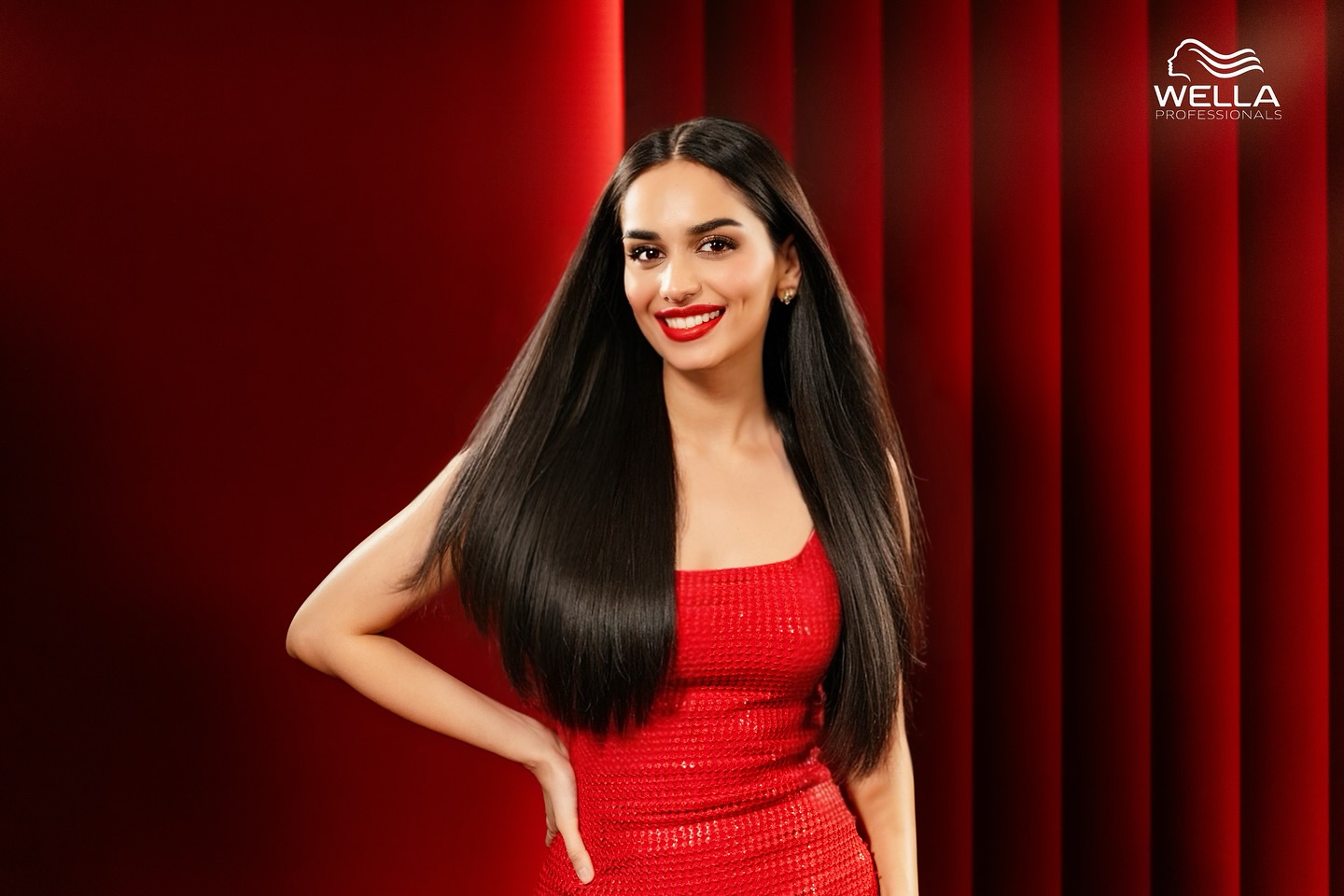 Instagram post by @manushi_chhillar for Wella. Caption reads: Honoured to be the face of #WellaProfessionals....