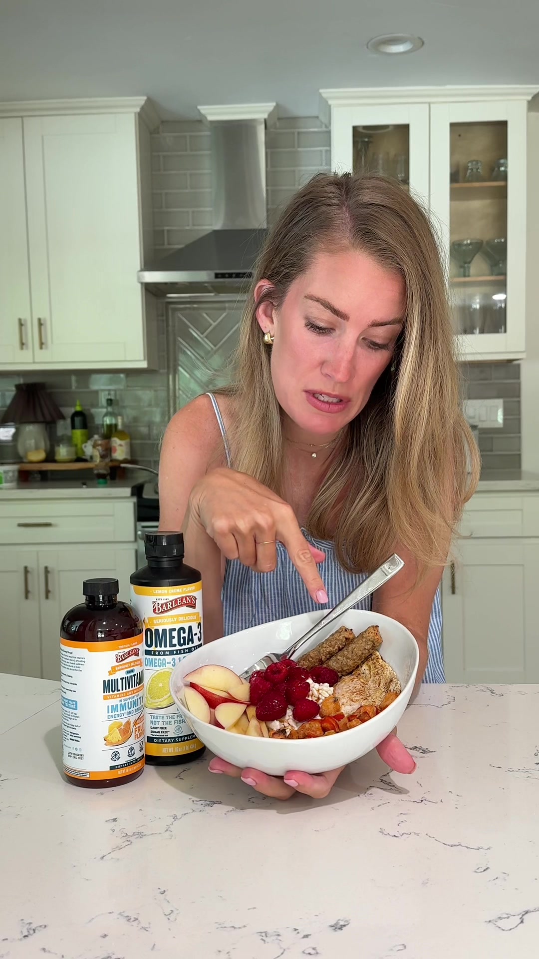 TikTok post by @caitarmstrongrn_ for Barlean's. Caption reads: [...] #breakfastideas #nurse #nurselife @Barlean's.