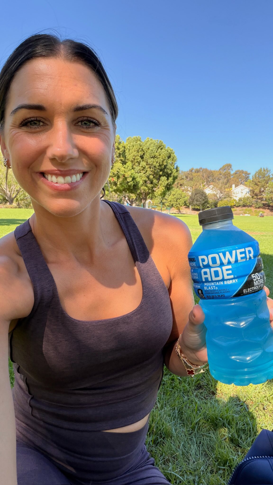Instagram post by @alexmorgan13 for POWERADE. Caption reads: Some things never change. Back and better than....
