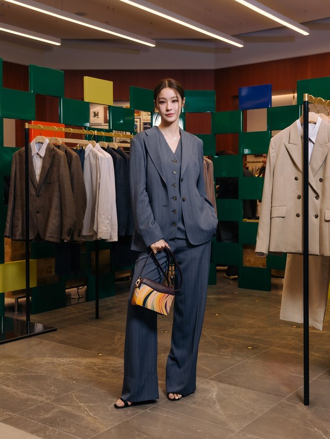 Instagram post by @namtan.tipnaree for Paul Smith. Caption reads: Bold stripes, your style with Paul Smith’s new....