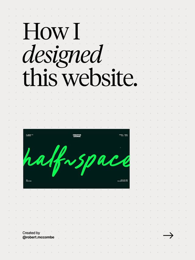 Instagram post by @robert.mccombe for Wix Studio. Caption reads: [...] think! - #webdesign #designinspiration....