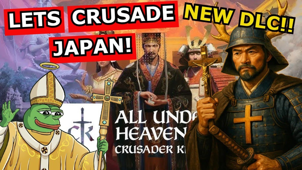 YouTube post by @stakuyi for TrovaTrip. Caption reads: CK3: Crusading Against Japan as a SAMURAI OF....