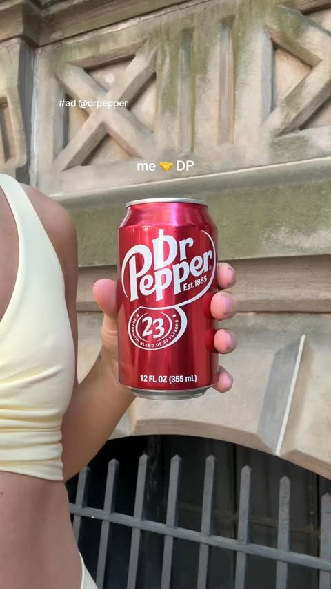 Instagram post by @vhighfashion for Dr Pepper. Caption reads: #ad live laugh love Dr Pepper #itsapepperthing.