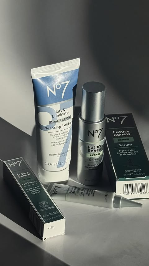 Instagram post by @rushna.shykh for No7 USA. Caption reads: ✨ No7 PR package appreciation post 🤍 Been trying....