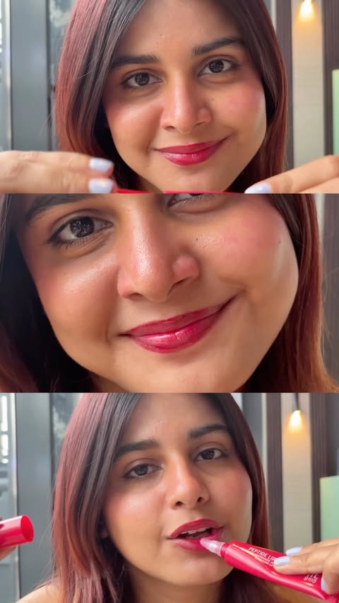 Instagram post by @q._ueeen for Lakmé Skin. Caption reads: Peptide lips, main character🌶️ #LakmeIndia....