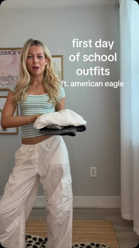 Instagram post by @gekfitss for American Eagle. Caption reads: First day fits with @americaneagle !! these are....