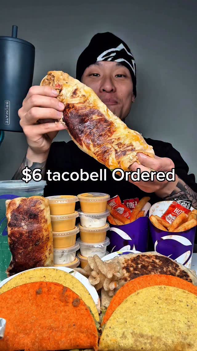 Instagram post by @shhhhimeating1 for BruMate. Caption reads: My tacobell order with @brumate #brumatepartner....