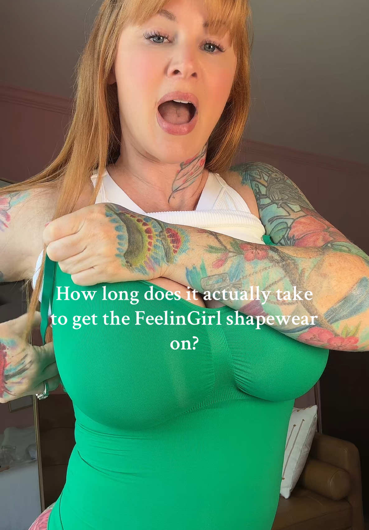 TikTok post by @juliewiththebeauty for Feelingirl. Caption reads: This long 🤭 @FeelinGirl LLC....