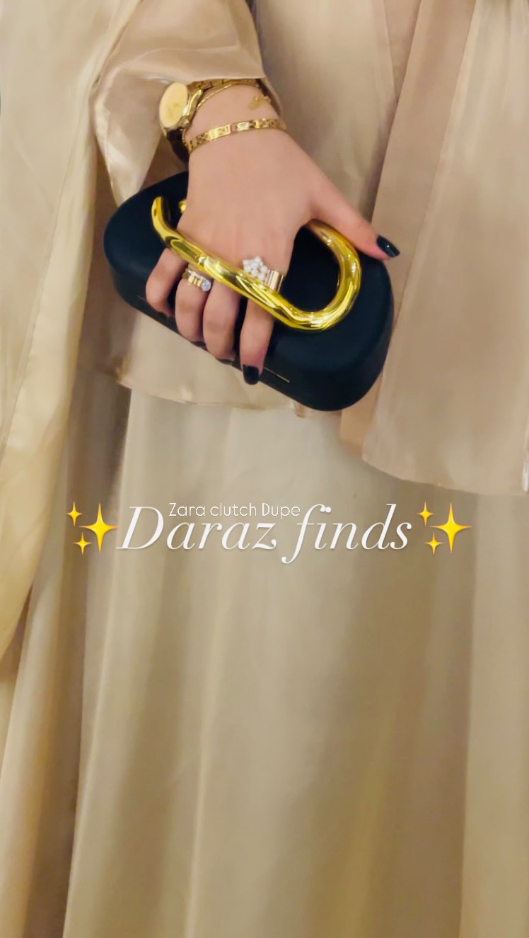 Instagram post by @maimoonaa_khalid for Daraz. Caption reads: Okay girls—the most asked clutch is finally here....
