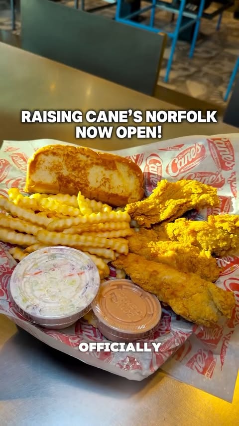 Instagram post by @_stormyblue for Raising Cane's. Caption reads: @raisingcanes on 16th and Monticello is now open!....