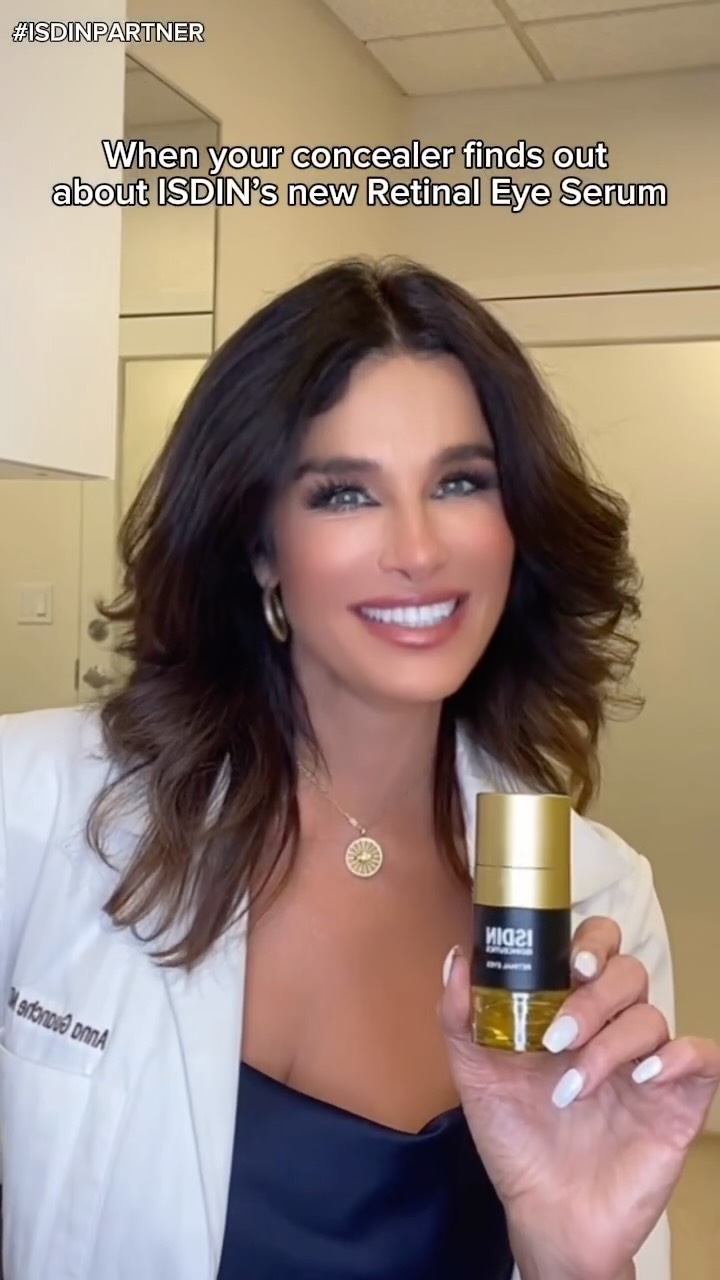 Instagram post by @annaguanchemd for ISDIN. Caption reads: Bright, smooth, and refreshed under eyes — thanks....