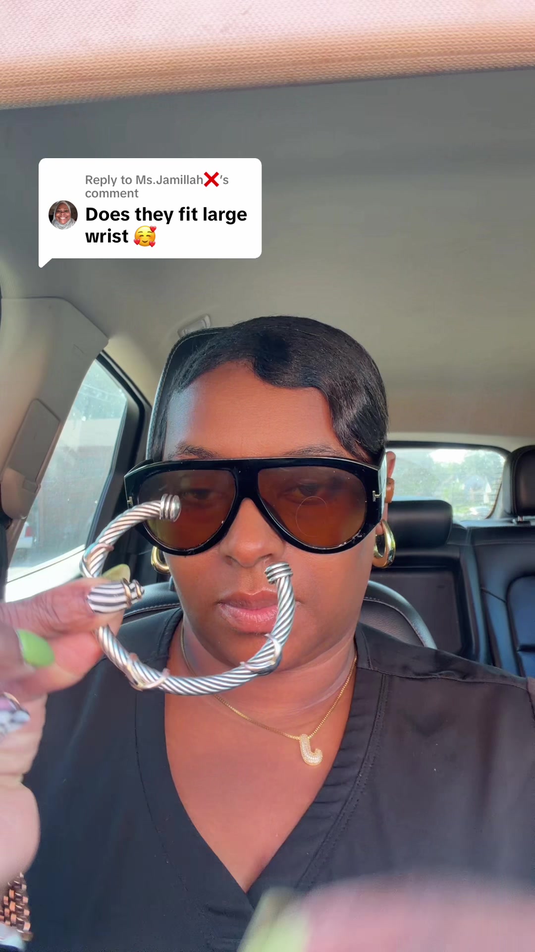 TikTok post by @jayeeebellthomp for Aprilery Jewelry-US. Caption reads: Replying to @Ms.Jamillah❌ @Aprilery Jewelry-US Yes....