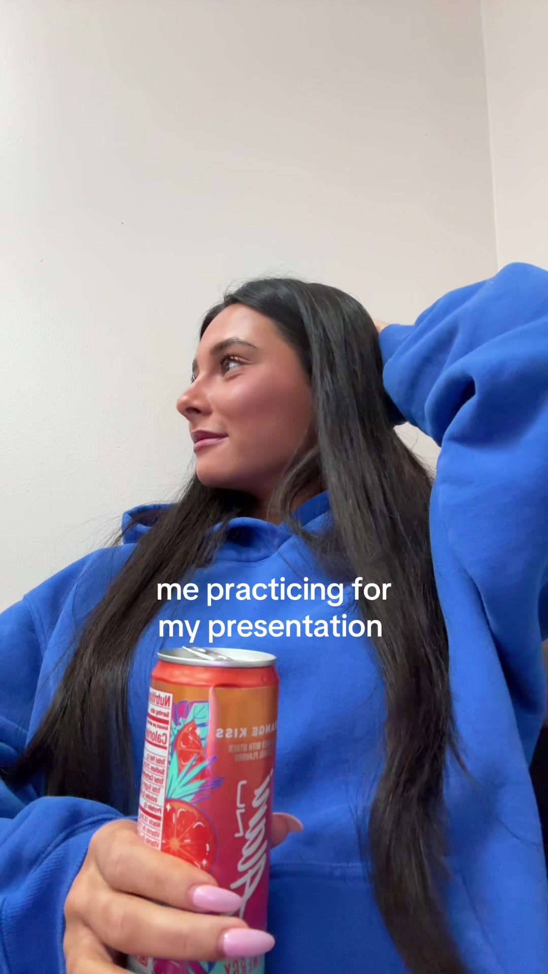 TikTok post by @sofiareparto for Alani Nutrition. Caption reads: guys i might not even go today. i can not handle....