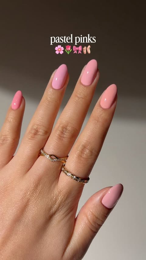 Instagram post by @bycheznails for ella+mila. Caption reads: [...] pink when you can wear them all? 🎀ad....