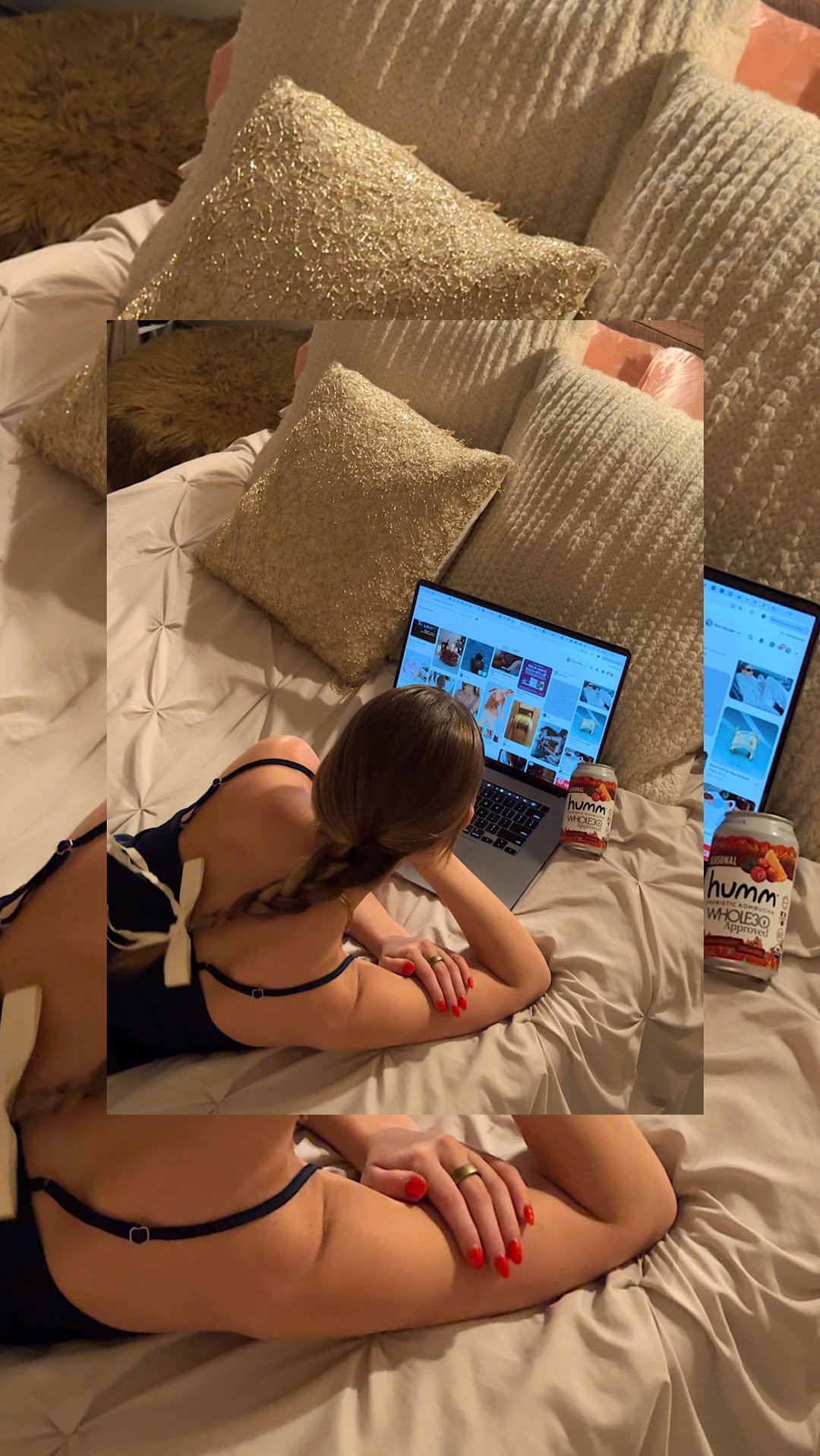 Instagram post by @soudersam for Humm Kombucha. Caption reads: Self Care Night: mocktails & manifesting in 2025!!....