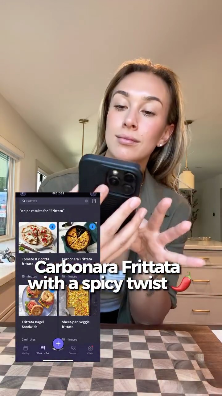 Instagram post by @victoriatschoppp for WeightWatchers. Caption reads: testing @weightwatchers Carbonara Frittata recipe....