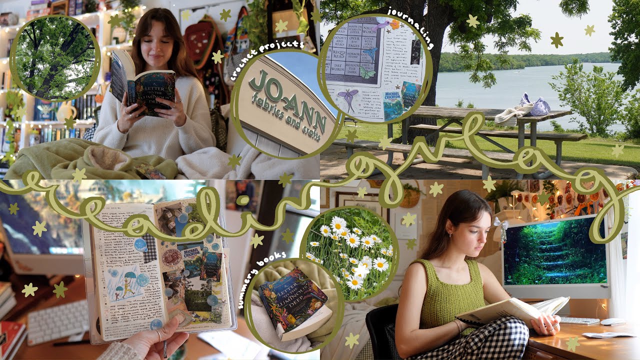 YouTube post by @katieisreading for BookoftheMonth. Caption reads: READING VLOG | summery reads, new crochet....
