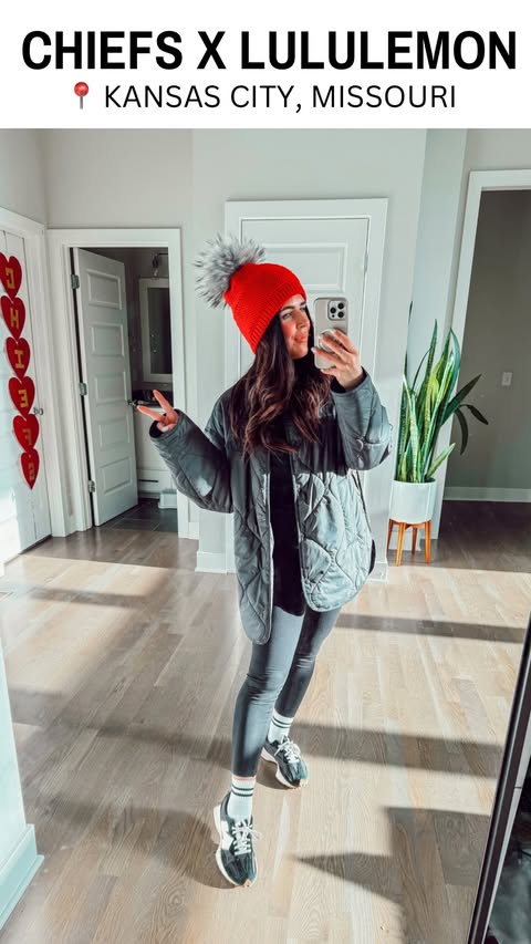 Instagram post by @kansascitykaren for Fanatics. Caption reads: ❤️ Chiefs x Lululemon collab ❤️

Thank you....