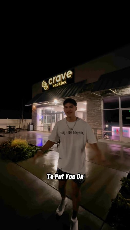 Instagram post by @adamramirez._ for Crave Cookies. Caption reads: The BEST cookies out there. @thecravecookies line....