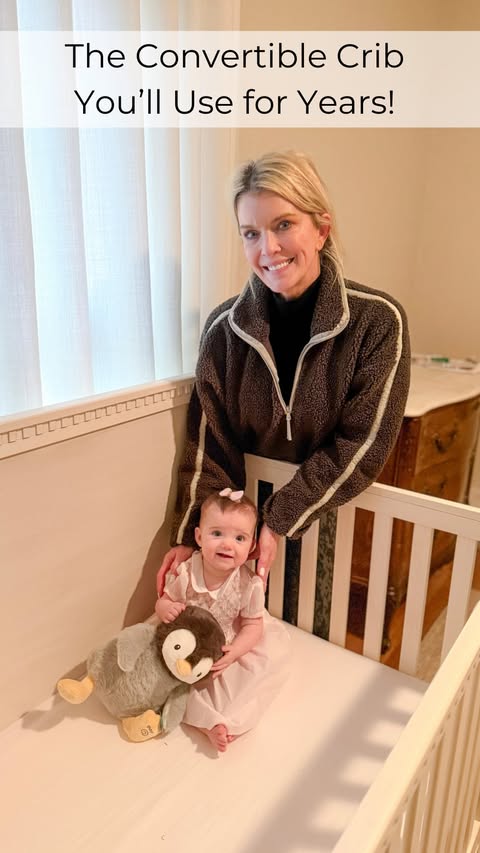 Instagram post by @family_savvy for Delta Children. Caption reads: Little Anne Parker has officially outgrown her....