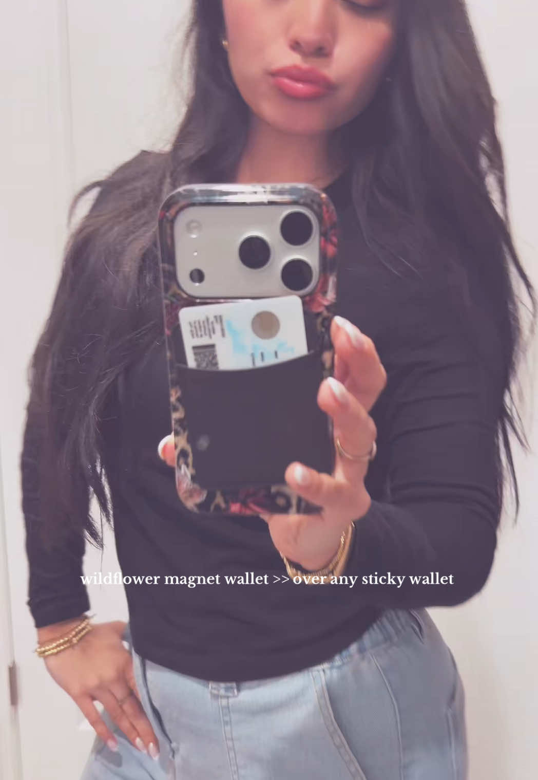TikTok post by @gvo.sarahgomez for Wildflower Cases. Caption reads: @Wildflower Cases #wildflower #magsafewallet #fyp....
