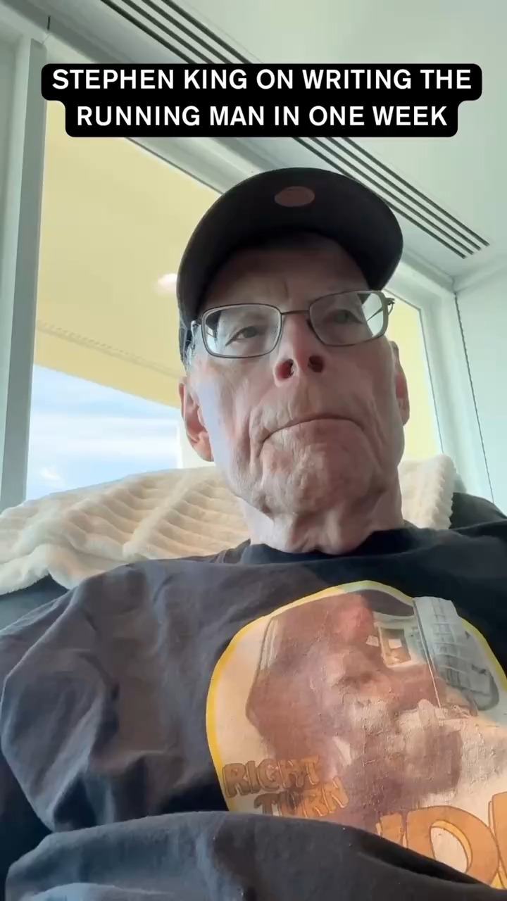 Instagram post by @barnesandnoble for Simon & Schuster. Caption reads: @StephenKing wrote The Running Man in one week…....