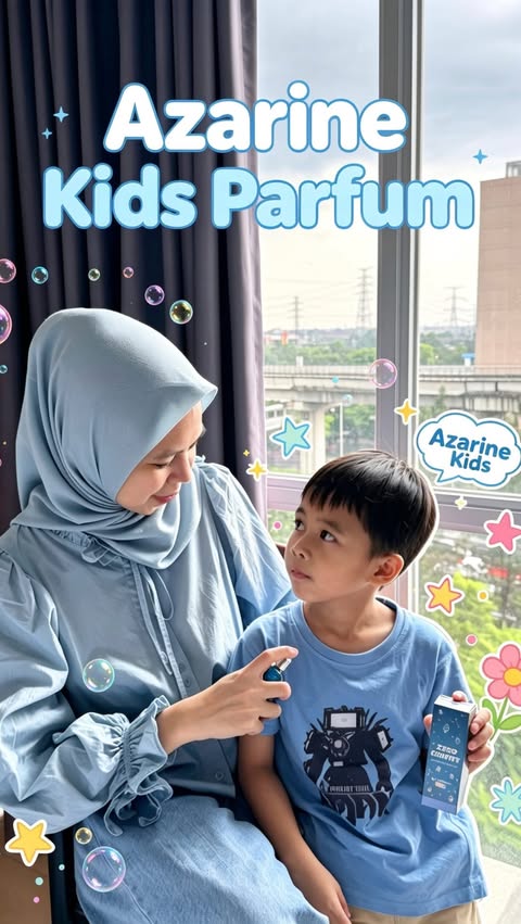 Instagram post by @ginahmardeanah for AZARINE KIDS. Caption reads: [...] si kecil selalu percayakan ke Parfum Azarine....