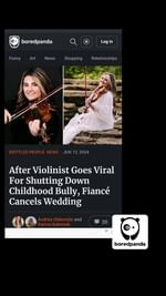 Instagram post by @tiffanymooreviolin for Bored Panda. Caption reads: Thank you @boredpanda for covering my story &....