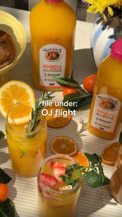 Instagram post by @chesapeake.socials for Natalie's Orchid Island Juice. Caption reads: Here’s your sign to have an orange juice flight at....