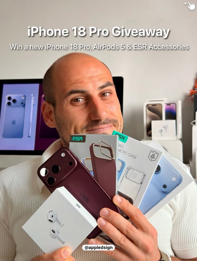 Instagram post by @appledsign for ESR. Caption reads: [...] the new iPhone 18 Pro! I partnered with....