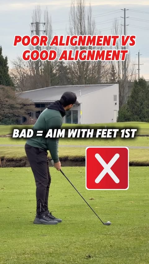 Instagram post by @michaelcaan for VICE GOLF. Caption reads: Most golfers really struggle with alignment so....