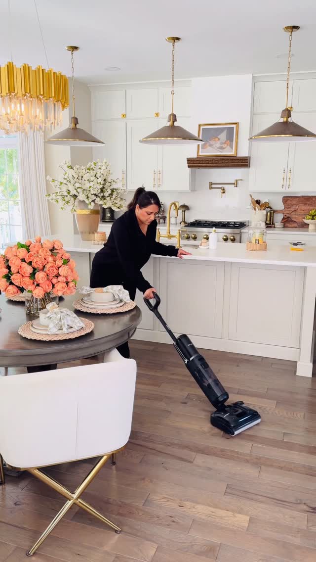 Instagram post by @dressyourdecor for Tineco. Caption reads: Nothing ruins a coffee moment faster than a messy....