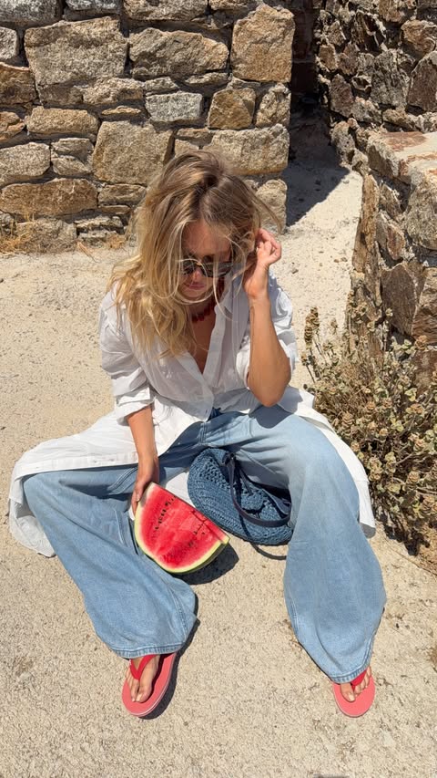 Instagram post by @llolarosalie for Pepe Jeans London. Caption reads: Greek summer with Pepe Jeans? Yes, please! 🇬🇷☀️....