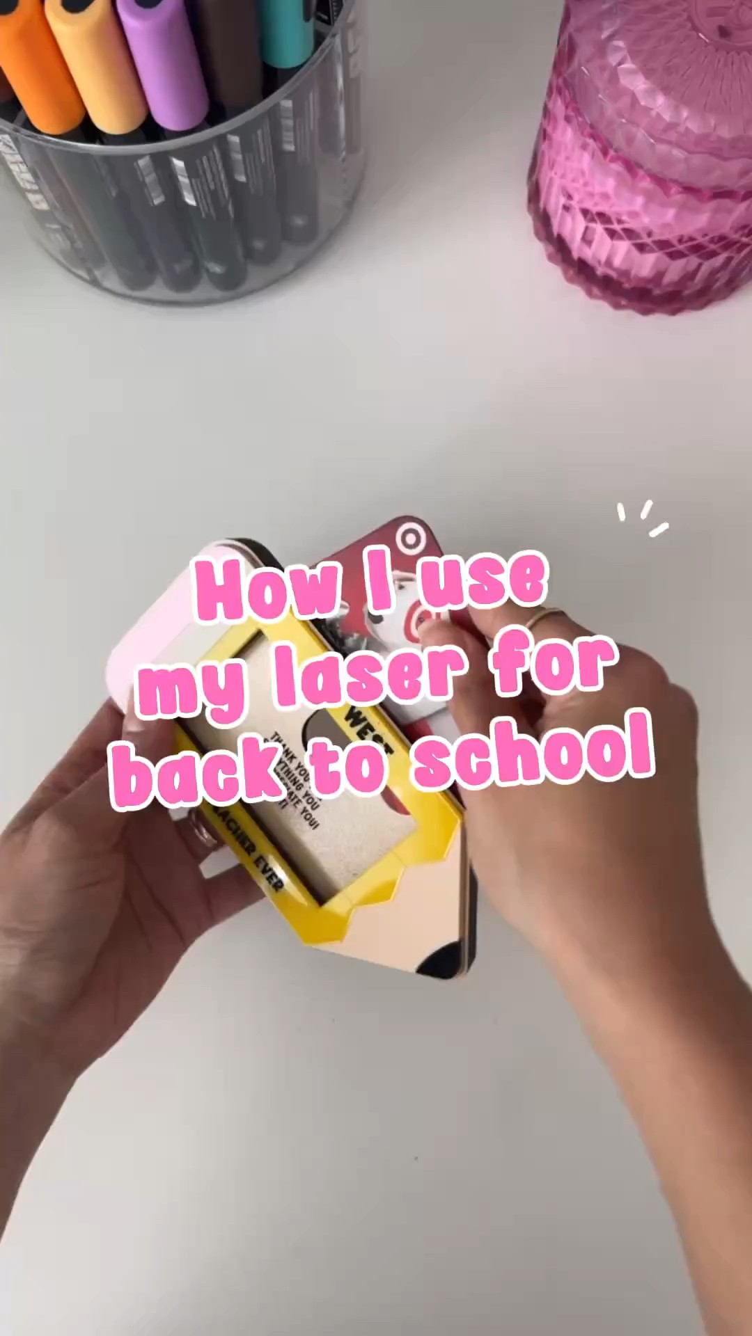 Instagram post by @fabidesignstudio for Glowforge. Caption reads: 📚✏️ Back-to-school just got a major glow-up!
Fabi....