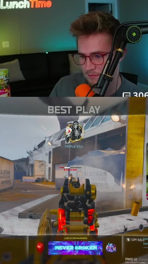 Instagram post by @lunchtime_yt for G FUEL. Caption reads: I’m not UNC. #cod #gfuel #gfuelpartner.