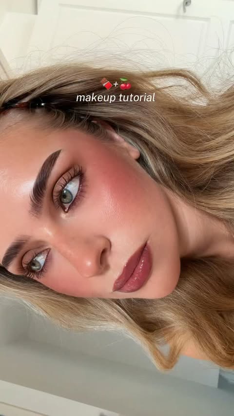 Instagram post by @lenkalul for Inglot. Caption reads: [...] + cherry makeup tutorial🍫🍒 products:....