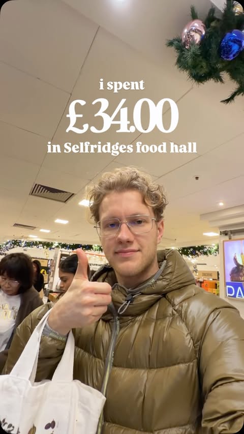 Instagram post by @calumharris for Selfridges. Caption reads: i did a random 6 minute haul in....