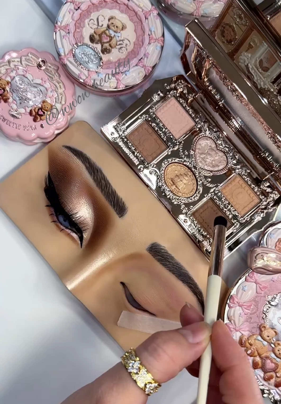 TikTok post by @wwow.beauty for Flower Knows. Caption reads: @Flower Knows Makeup The sweetie bear collection....