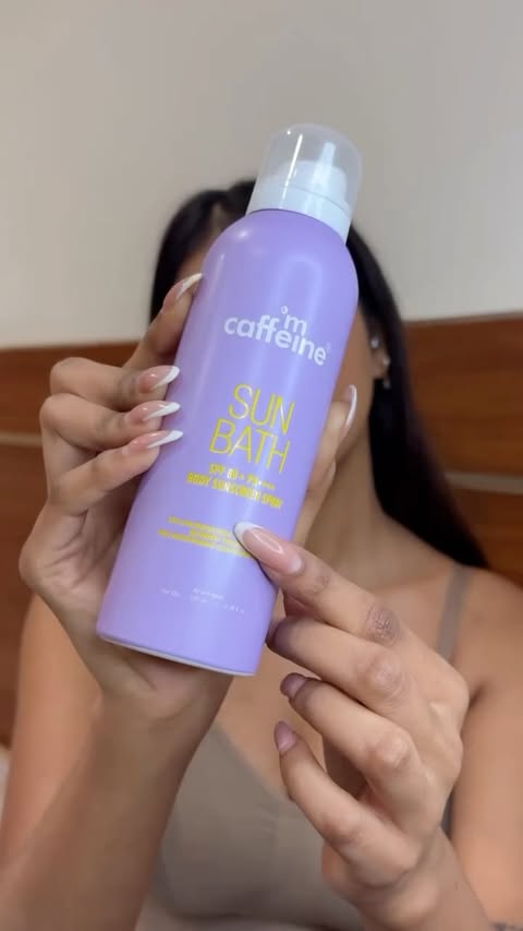 Instagram post by @bhavya_kumar278 for mCaffeine. Caption reads: 🌞YE EK SUNSCREEN HAI?!🧴☀️
Introducing....